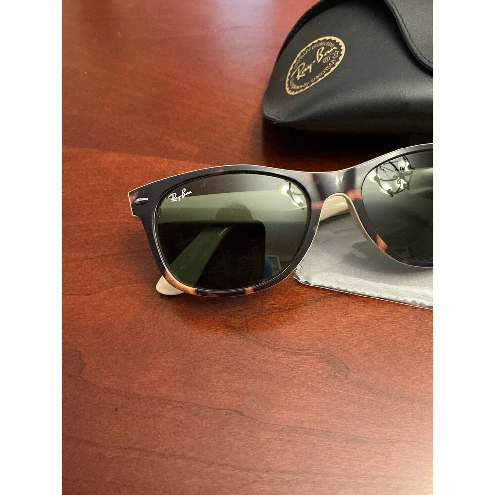 Ray-Ban RB2132 New Wayfarer 55mm Sunglasses Black Tortoise Beige G-15 W/ Case 41
